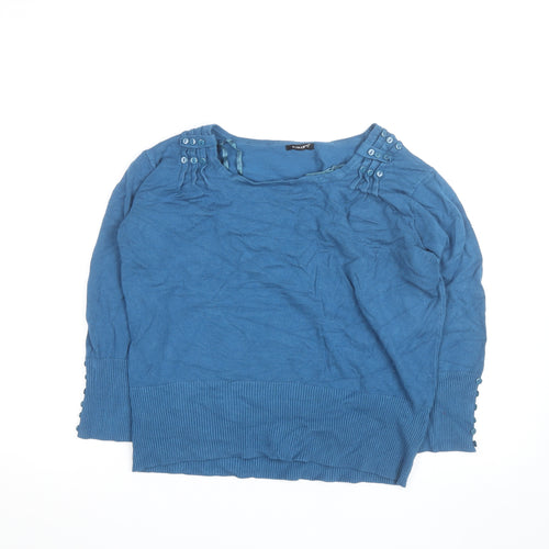 Roman Women's Blue Size 16 Boat Neck Button Detail Jumper