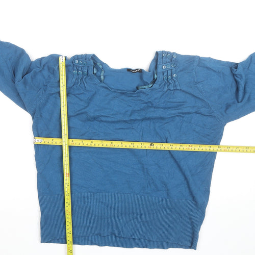 Roman Women's Blue Size 16 Boat Neck Button Detail Jumper