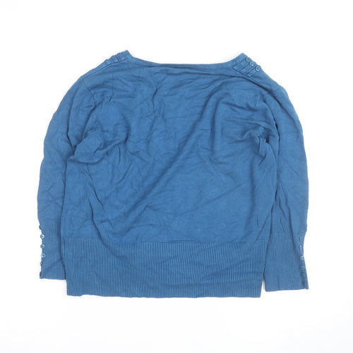 Roman Women's Blue Size 16 Boat Neck Button Detail Jumper