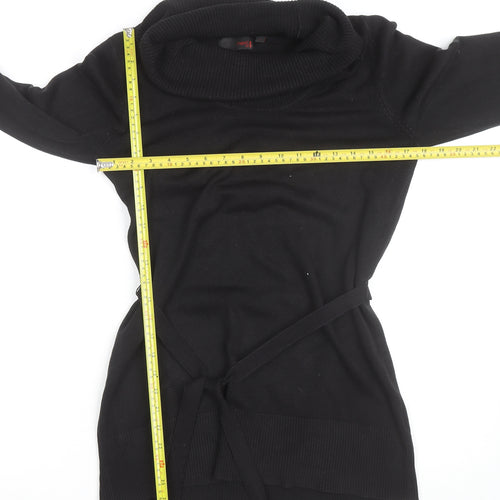 Next Women's Black Cowl Neck Tunic Jumper Size 12 Acrylic Knit
