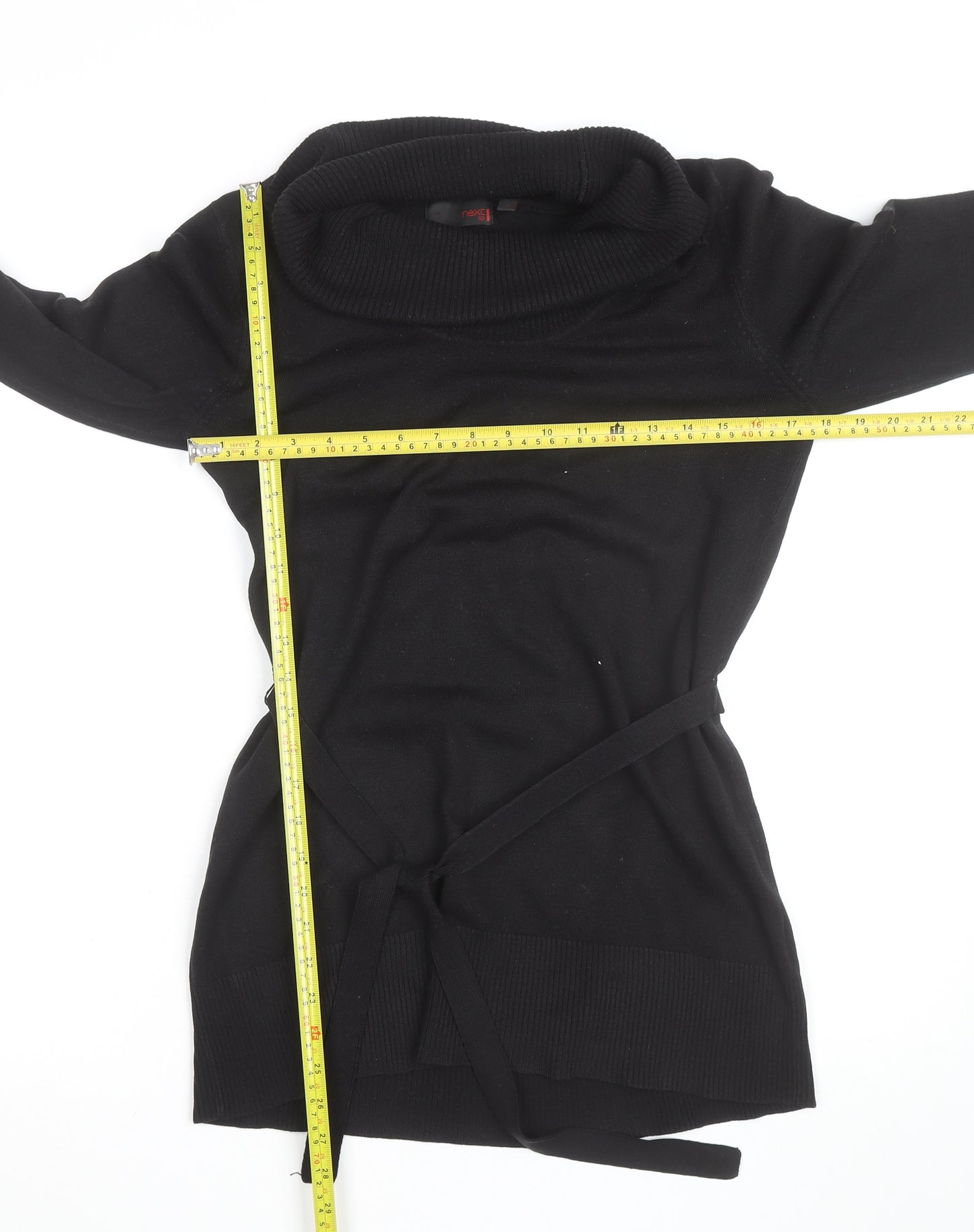 Next Women's Black Cowl Neck Tunic Jumper Size 12 Acrylic Knit