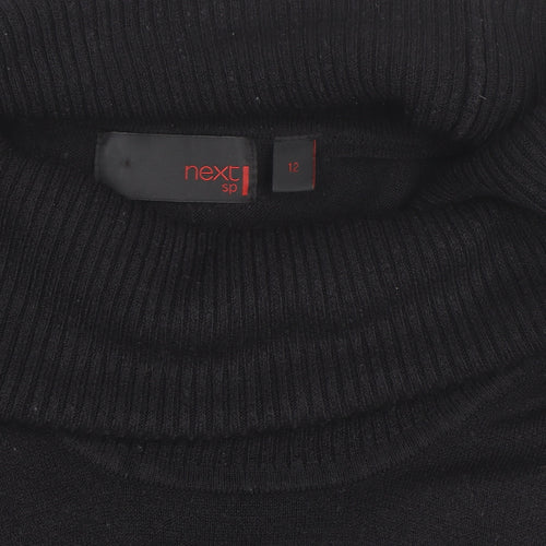 Next Women's Black Cowl Neck Tunic Jumper Size 12 Acrylic Knit