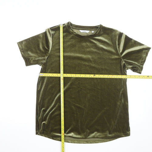 Next Women’s Green Velvet Short Sleeve T-Shirt Size 14