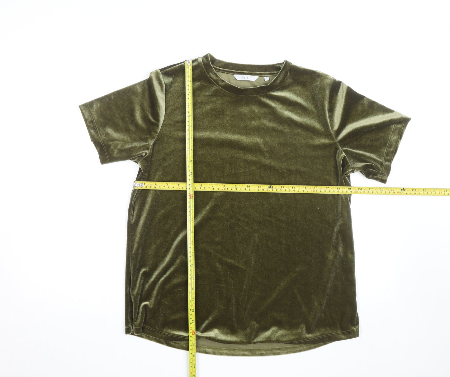 Next Women’s Green Velvet Short Sleeve T-Shirt Size 14