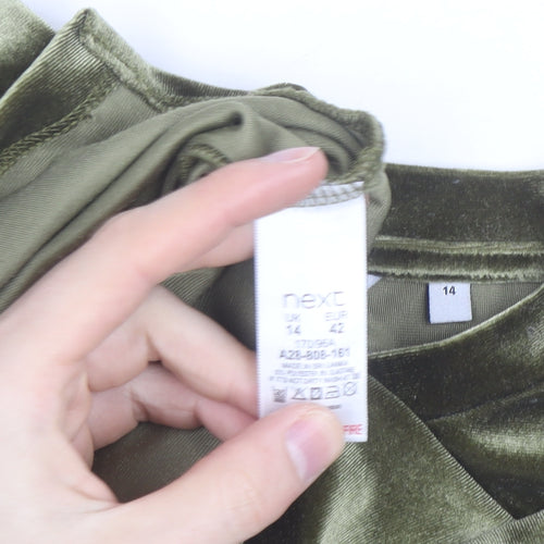 Next Women’s Green Velvet Short Sleeve T-Shirt Size 14