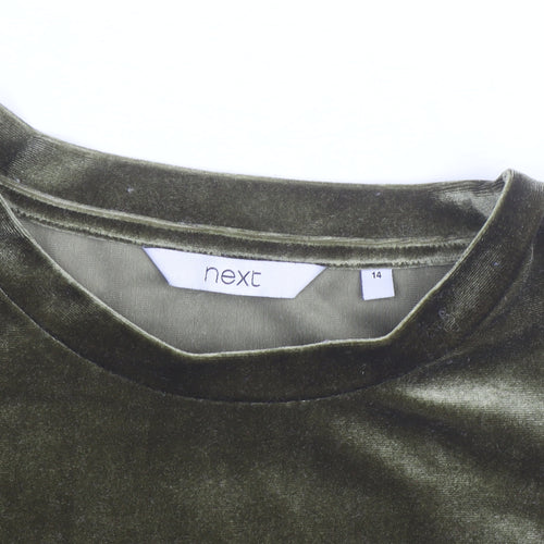 Next Women’s Green Velvet Short Sleeve T-Shirt Size 14