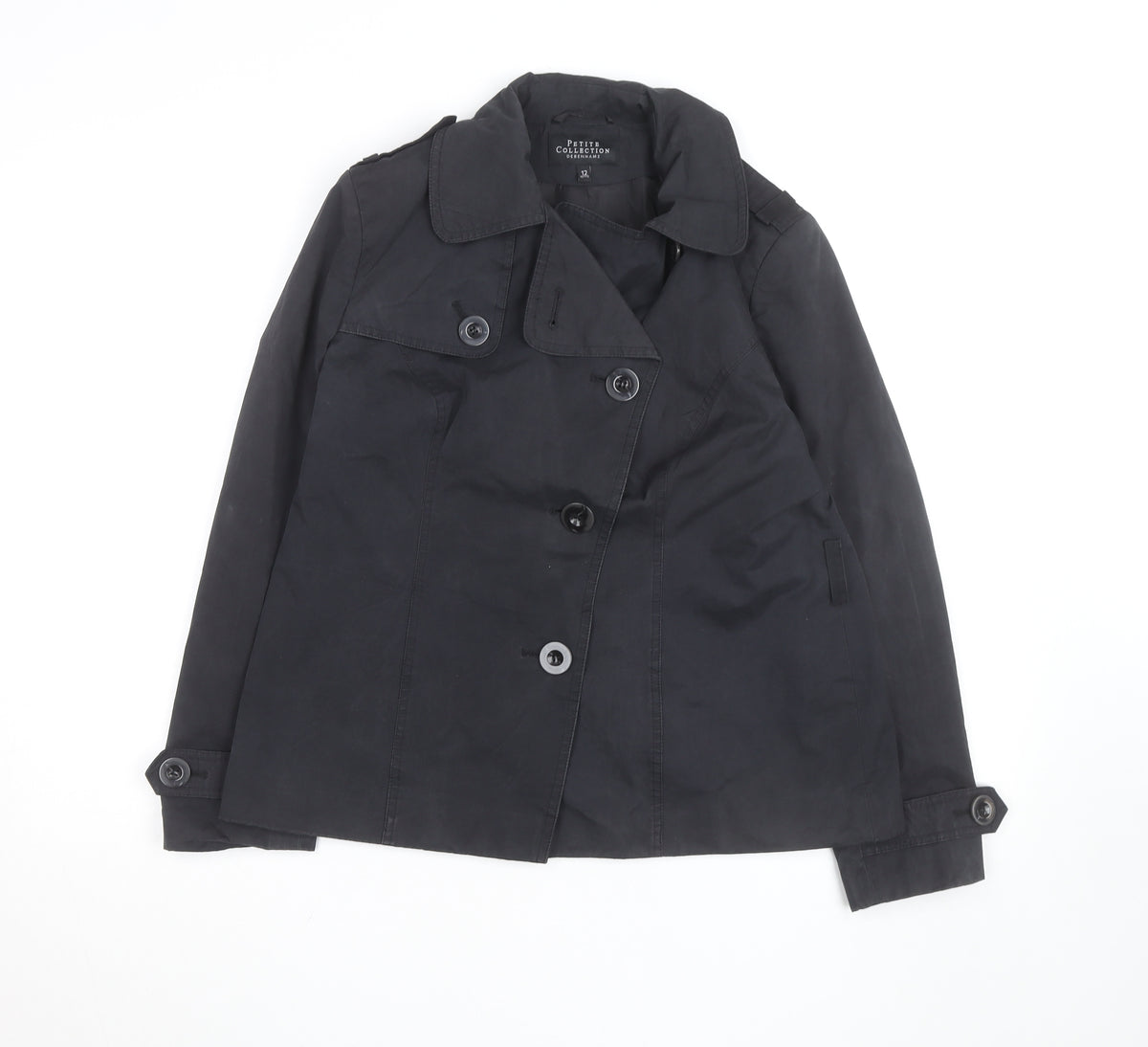 Debenhams Petite Black Pea Coat Size 12 Classic Short Jacket