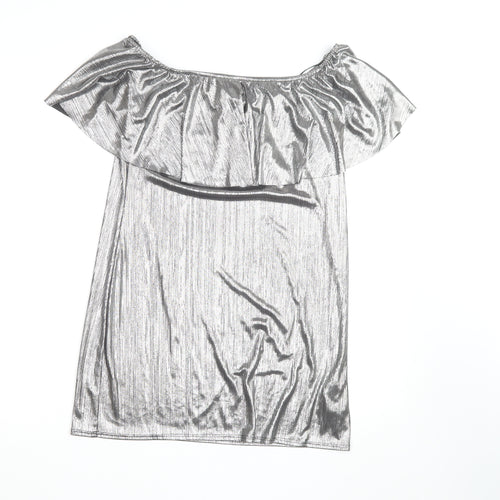 New Look Women's Silver Off Shoulder Ruffle Blouse Size 16
