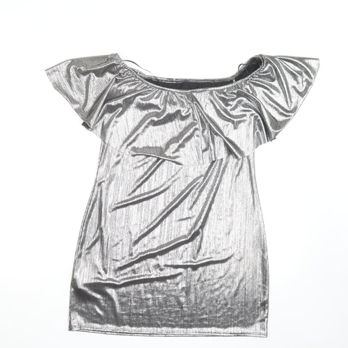 New Look Women's Silver Off Shoulder Ruffle Blouse Size 16