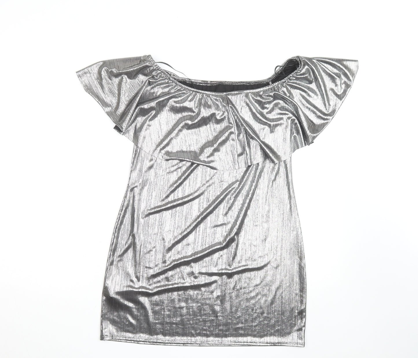 New Look Women's Silver Off Shoulder Ruffle Blouse Size 16