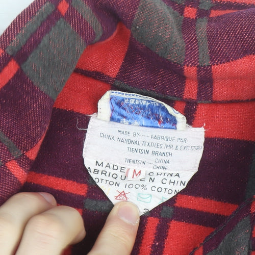 Champion Men's Red Check Flannel Cotton Jacket M Classic Casual