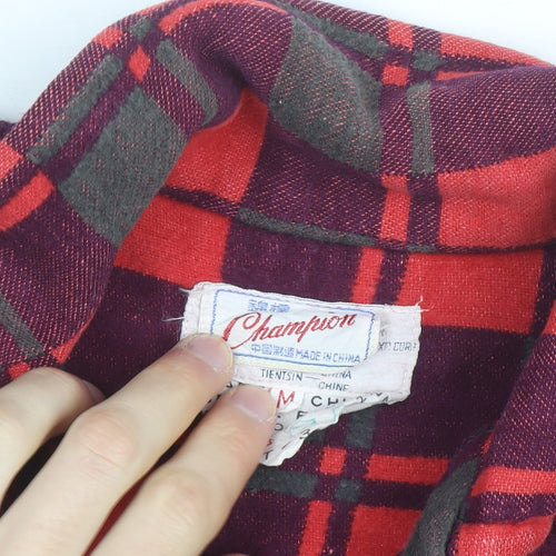 Champion Men's Red Check Flannel Cotton Jacket M Classic Casual