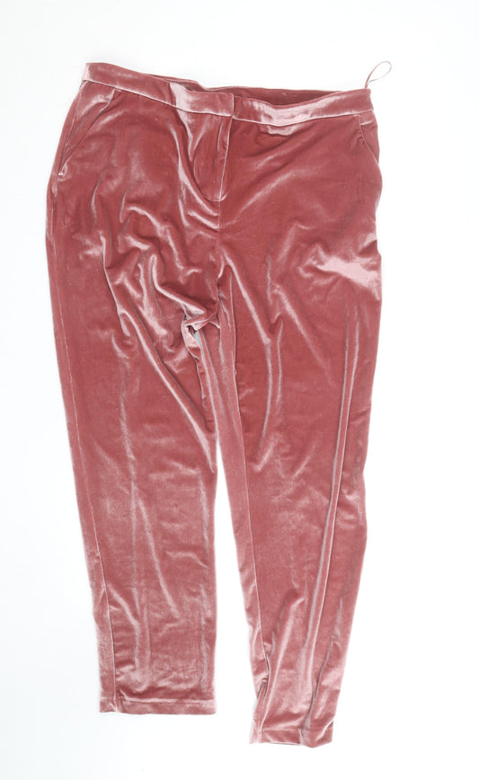 Biba Women’s Pink Velvet Stretch Trousers Size 18