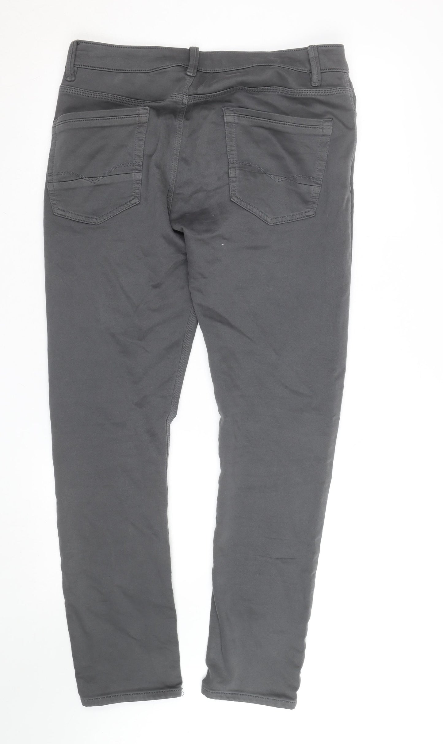 Next Men Grey Slim Fit Chino Trousers 32W 31L Cotton Blend