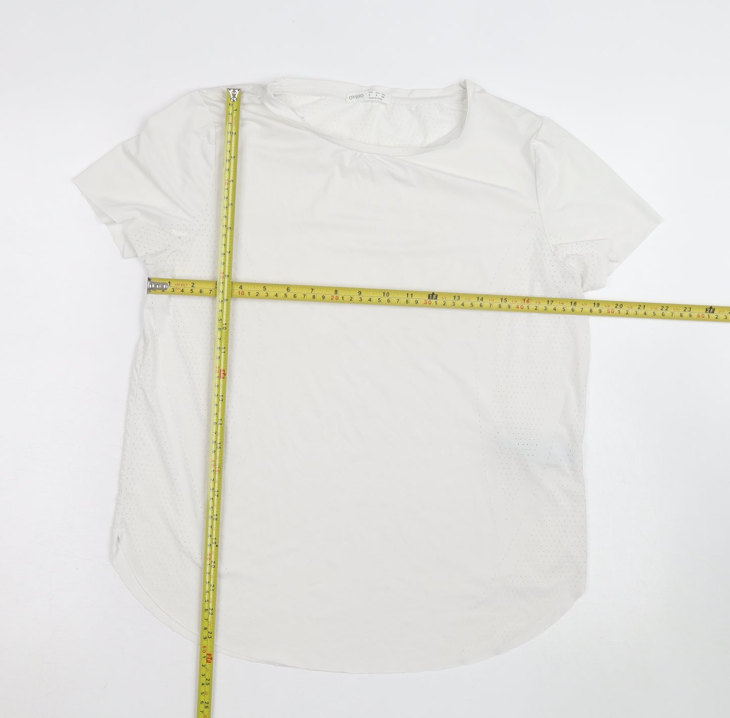 Oysho Womens White Slim Fit Short Sleeve Active T-Shirt Size S
