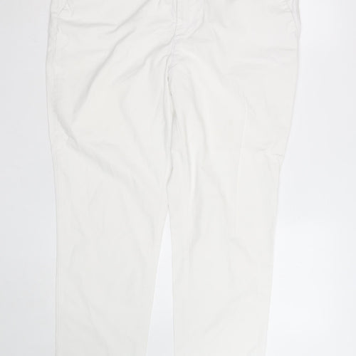 Dunnes Stores Women's White Chino Trousers Size 16 Cotton Stretch