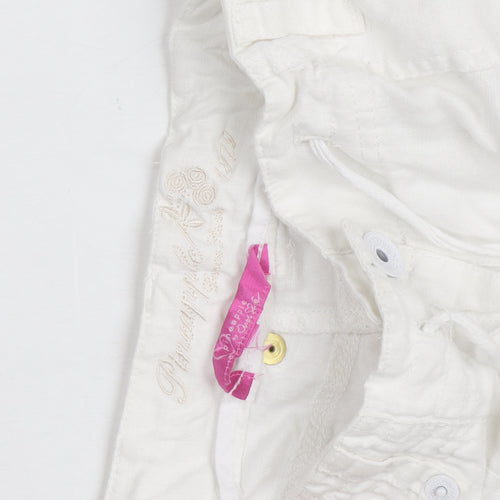 Pineapple Women White Linen Cargo Trousers Size 16