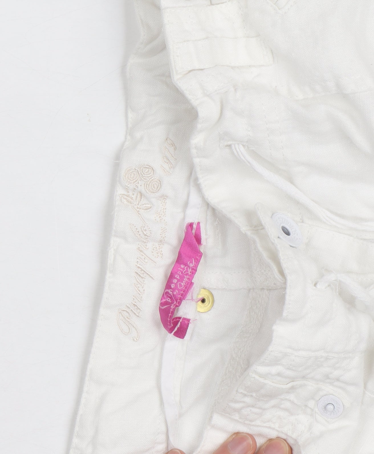 Pineapple Women White Linen Cargo Trousers Size 16