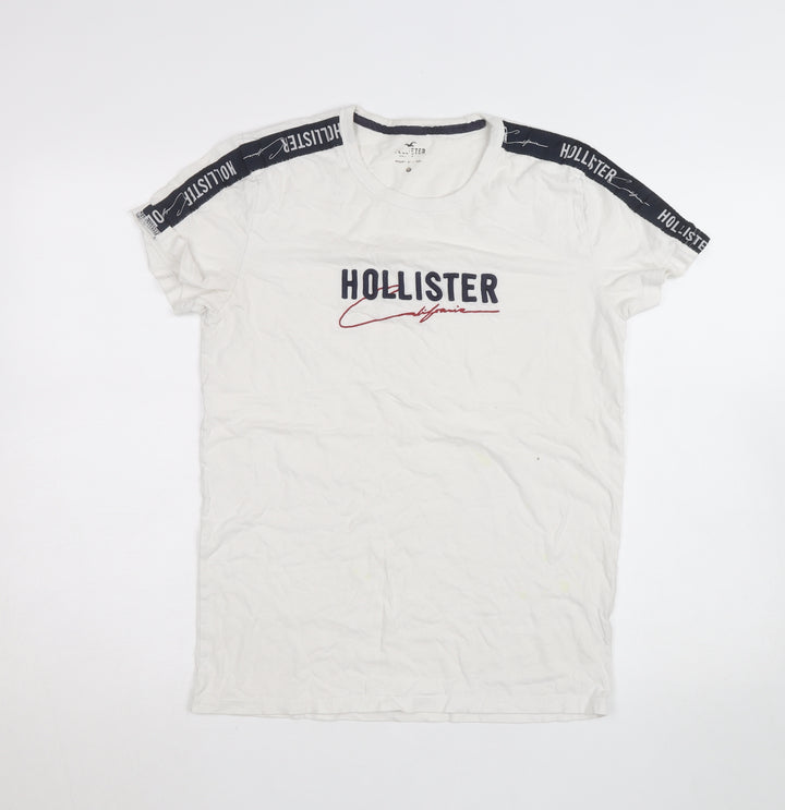 Hollister Men’s White California Logo Crew Neck T-Shirt Size S