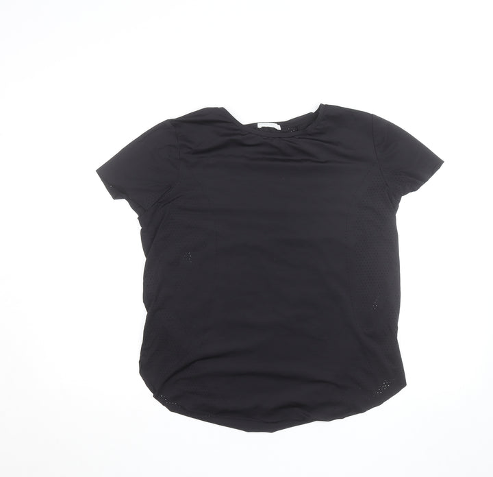 Oysho Women Black Slim Fit Short Sleeve Active T-Shirt Size S