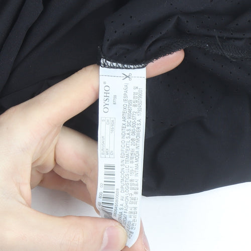 Oysho Women Black Slim Fit Short Sleeve Active T-Shirt Size S