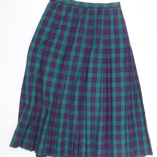 Alexon Women's Multicoloured Pleated Wool Midi Skirt Size 14