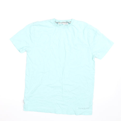 Kenrow Mens Mint Blue Crew Neck Cotton Short Sleeve T-Shirt M