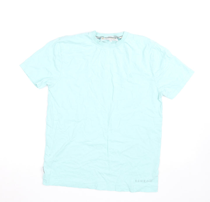 Kenrow Mens Mint Blue Crew Neck Cotton Short Sleeve T-Shirt M