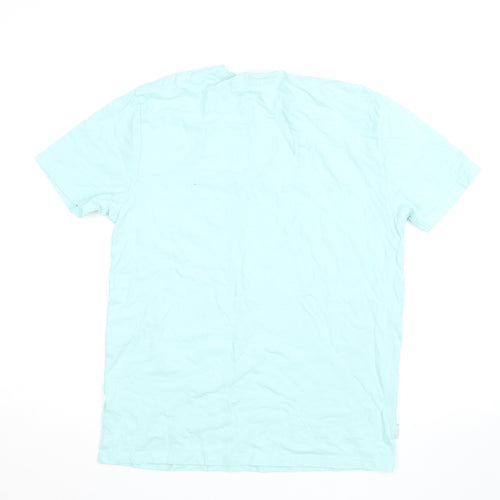 Kenrow Mens Mint Blue Crew Neck Cotton Short Sleeve T-Shirt M
