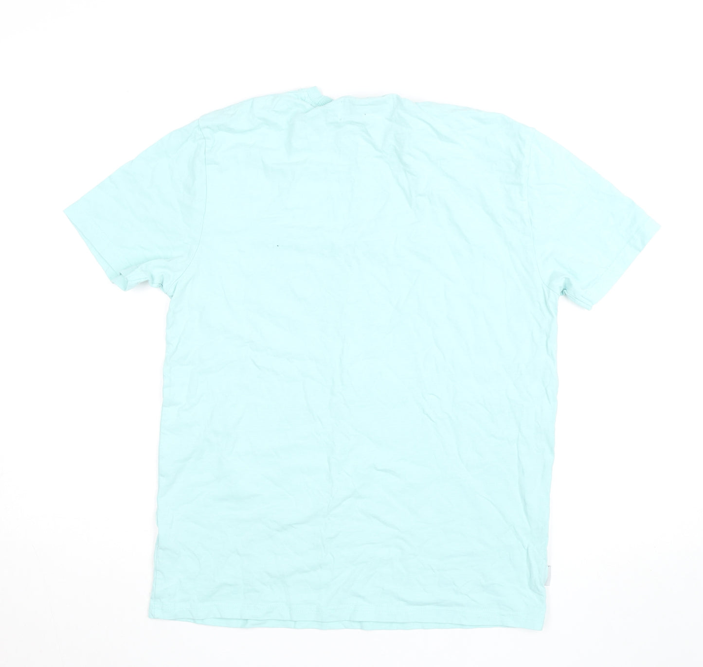 Kenrow Mens Mint Blue Crew Neck Cotton Short Sleeve T-Shirt M