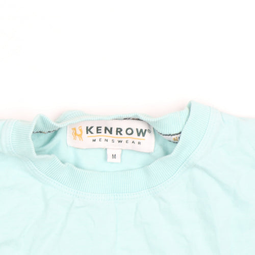 Kenrow Mens Mint Blue Crew Neck Cotton Short Sleeve T-Shirt M