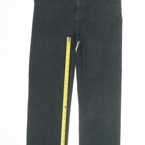 Marks and Spencer Per Una Green Straight Leg Stretch Trousers Size 10