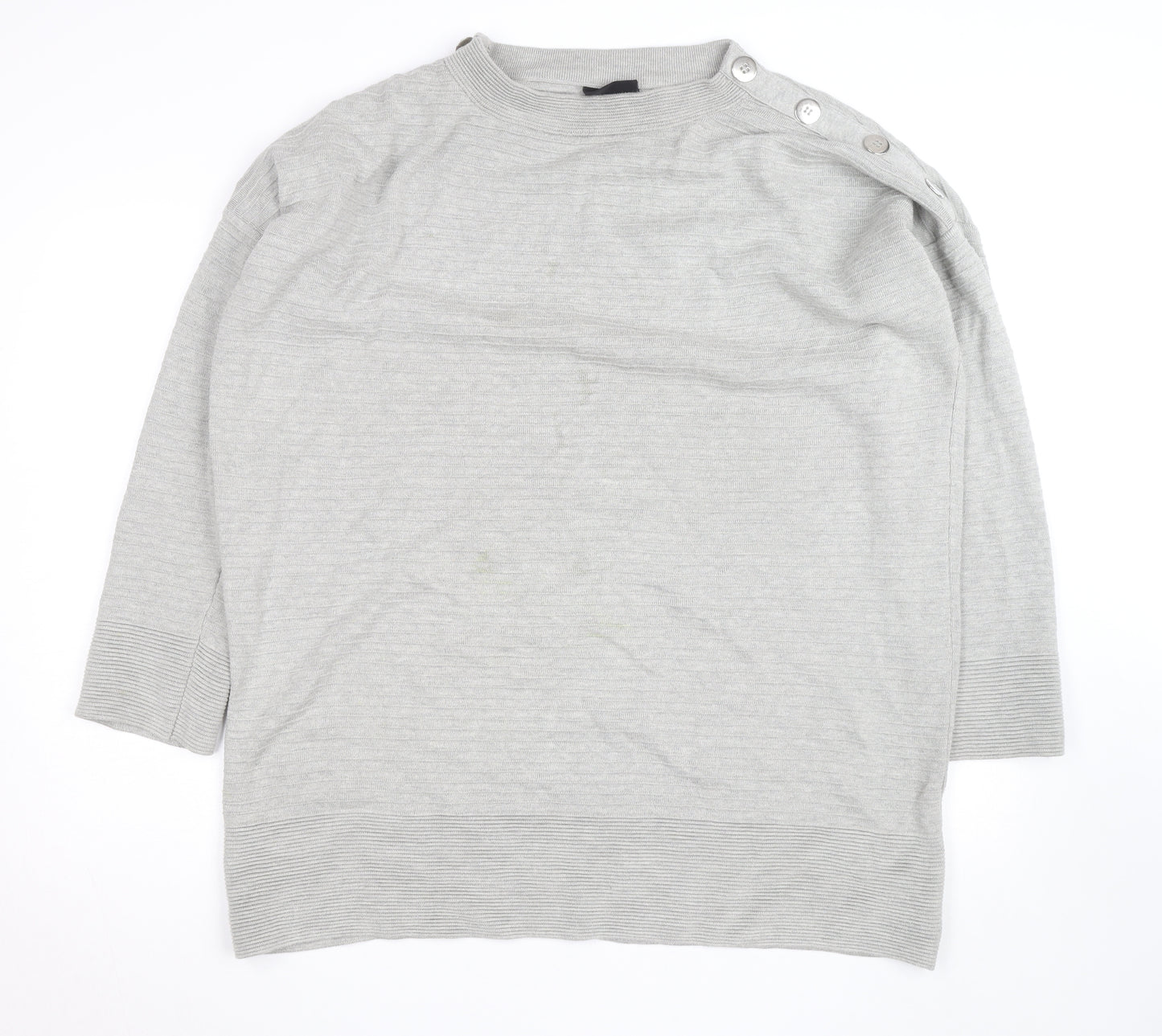 Wallis Women Grey L Lightweight Button Shoulder Knit Jumper