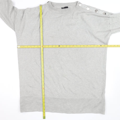 Wallis Women Grey L Lightweight Button Shoulder Knit Jumper
