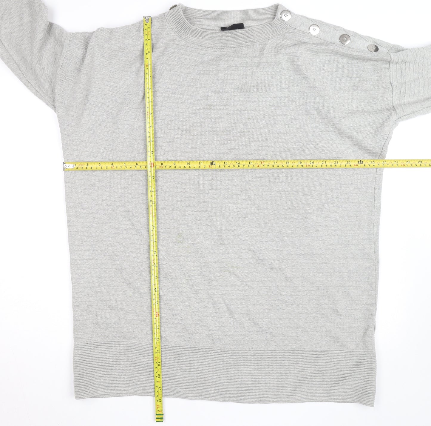 Wallis Women Grey L Lightweight Button Shoulder Knit Jumper
