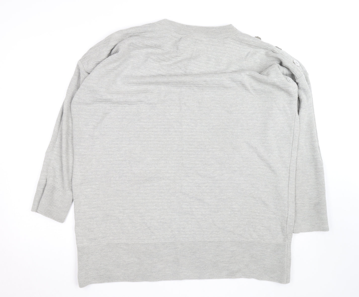Wallis Women Grey L Lightweight Button Shoulder Knit Jumper
