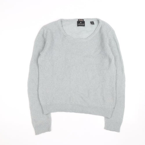 Maison Scotch Women's Grey Mohair Blend Chunky Knit Jumper Size 10