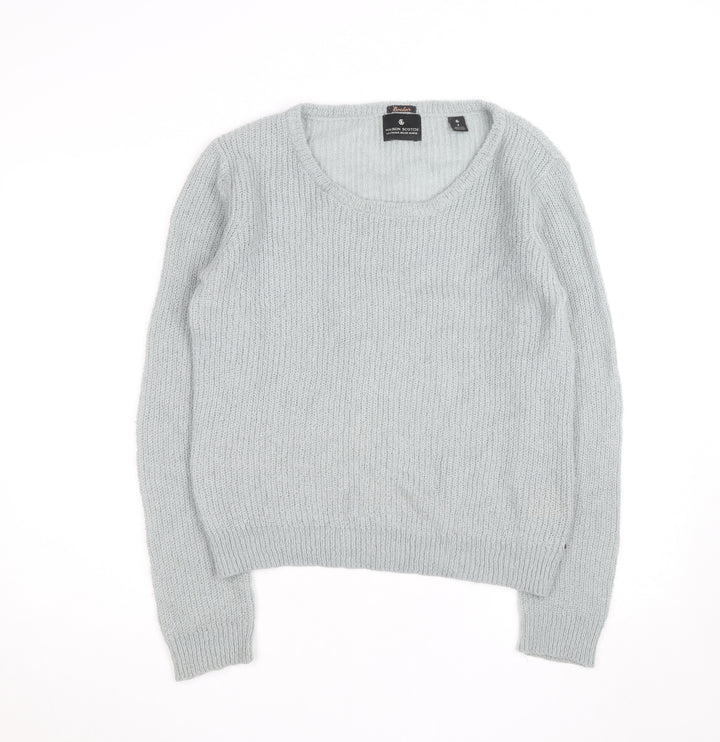 Maison Scotch Women's Grey Mohair Blend Chunky Knit Jumper Size 10