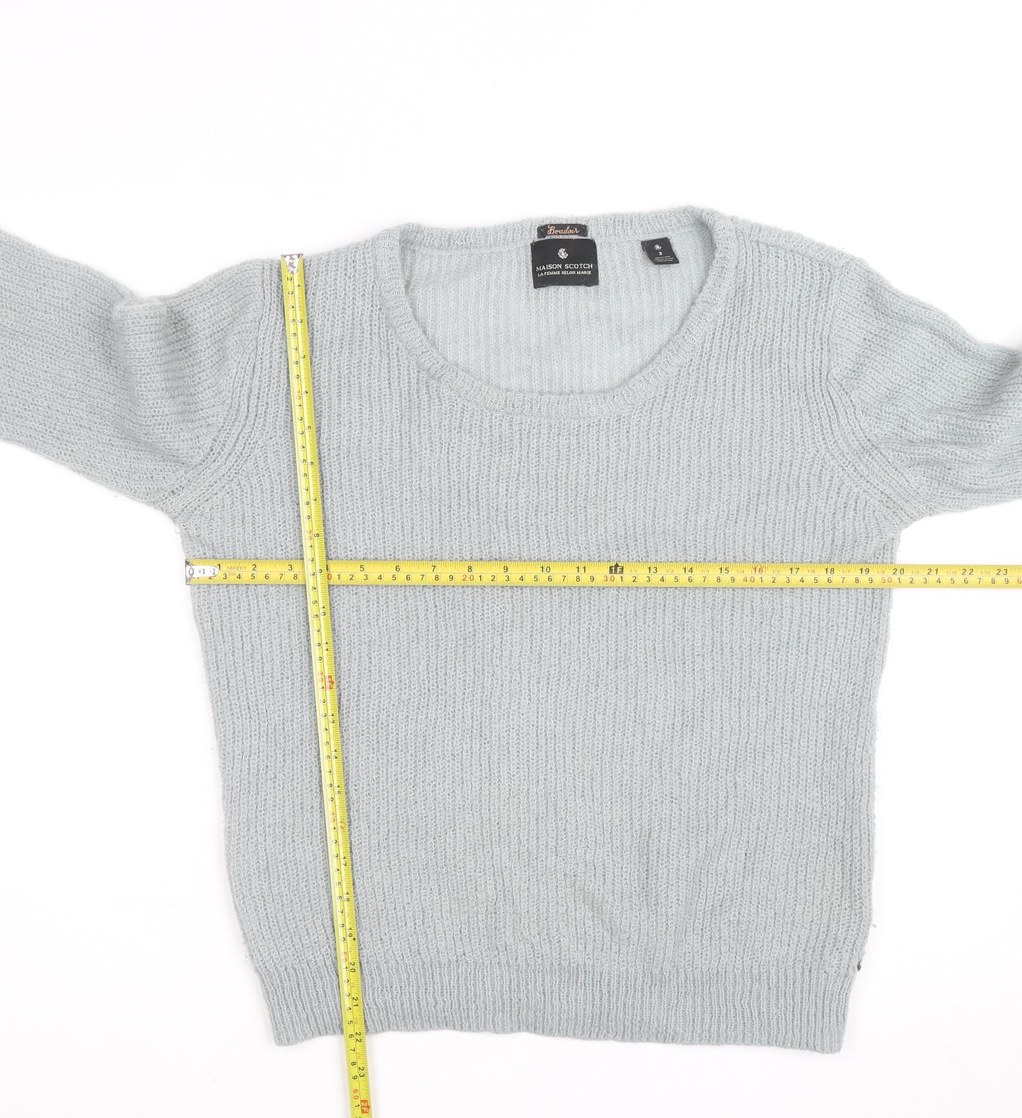 Maison Scotch Women's Grey Mohair Blend Chunky Knit Jumper Size 10