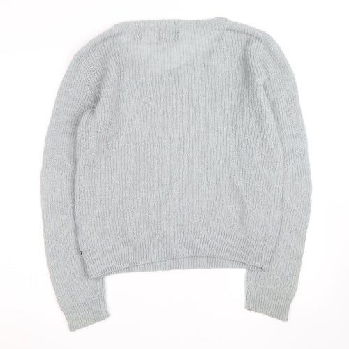Maison Scotch Women's Grey Mohair Blend Chunky Knit Jumper Size 10