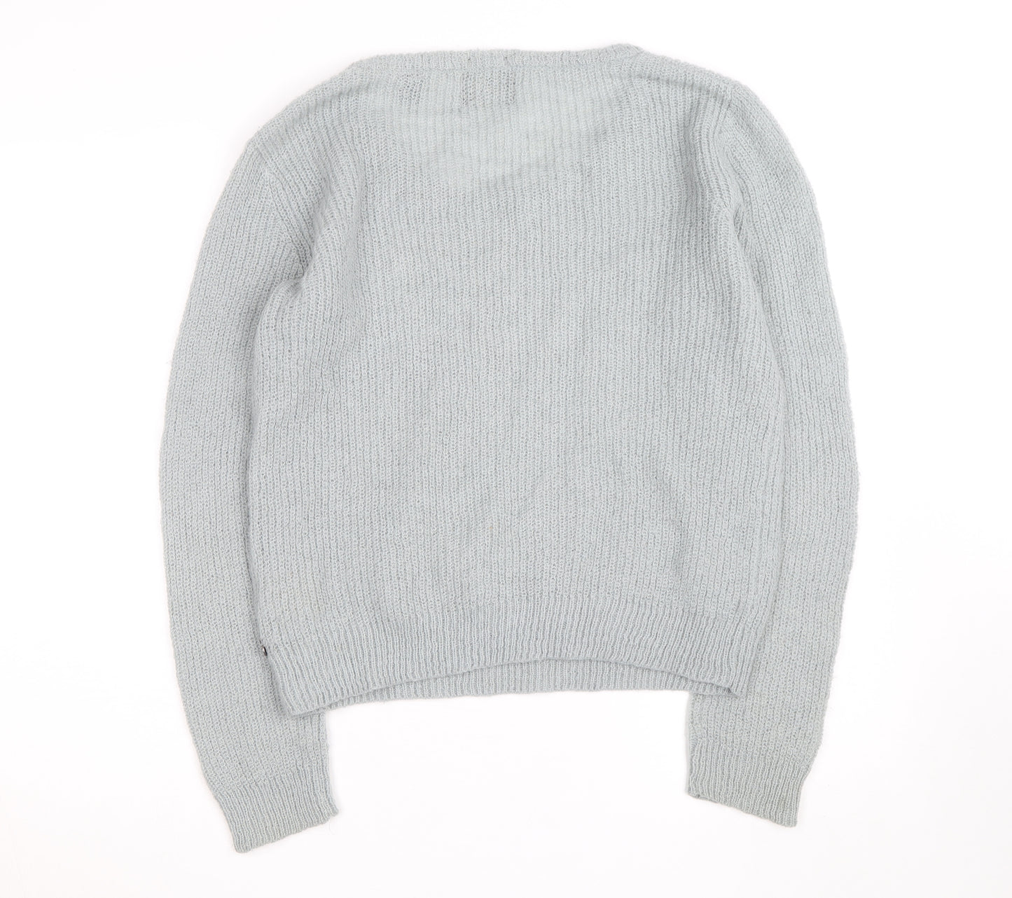 Maison Scotch Women's Grey Mohair Blend Chunky Knit Jumper Size 10