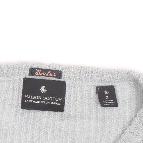 Maison Scotch Women's Grey Mohair Blend Chunky Knit Jumper Size 10