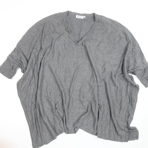 Masai Women’s Grey Wool Blend V-Neck Relaxed Fit Jumper XL