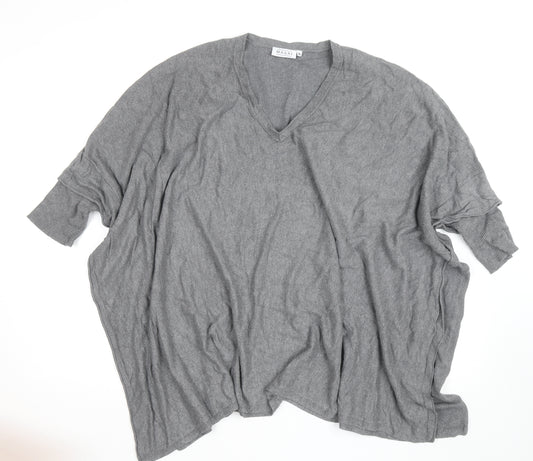 Masai Women’s Grey Wool Blend V-Neck Relaxed Fit Jumper XL