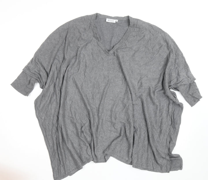 Masai Women’s Grey Wool Blend V-Neck Relaxed Fit Jumper XL