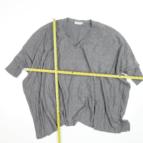 Masai Women’s Grey Wool Blend V-Neck Relaxed Fit Jumper XL
