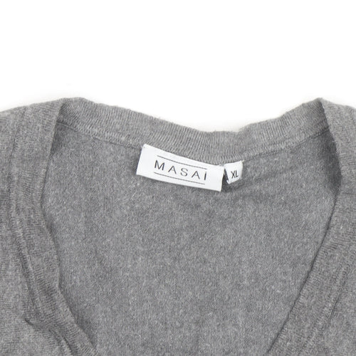 Masai Women’s Grey Wool Blend V-Neck Relaxed Fit Jumper XL