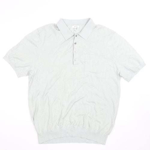 Reiss Mens Grey 2XL Regular Fit Short Sleeve Button-Up Polo Shirt