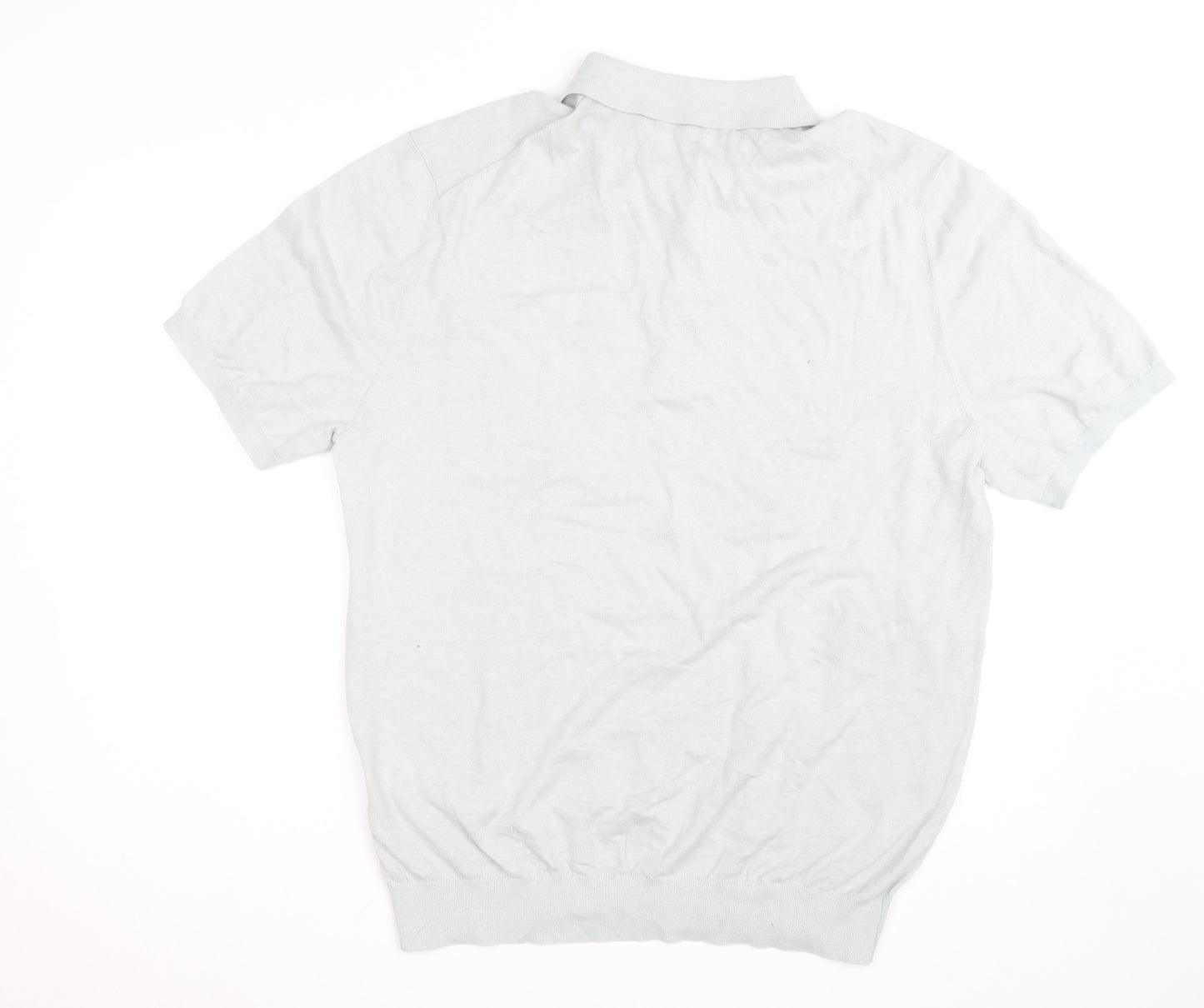 Reiss Mens Grey 2XL Regular Fit Short Sleeve Button-Up Polo Shirt
