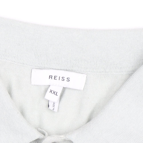 Reiss Mens Grey 2XL Regular Fit Short Sleeve Button-Up Polo Shirt